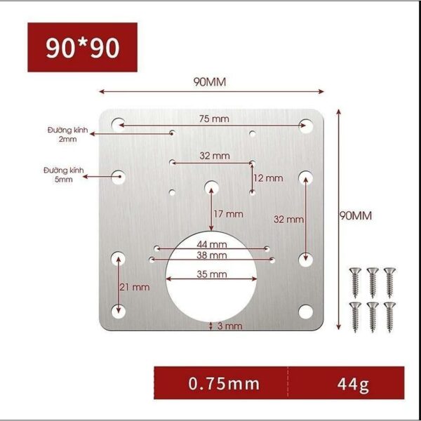 Tấm Vá Sửa Chữa Bản Lề, Cửa Tủ - tặng kèm 6 Vít