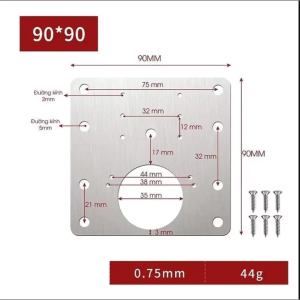 Tấm Vá Sửa Chữa Bản Lề – Miếng Sửa Bản Lề Tủ Gỗ, Tủ Nhựa, Tủ Thép, Tủ Nhôm | Tấm Inox Sửa Bản Lề, Phụ Kiện Sửa Bản Lề Cửa Tủ (Tặng 6 Vít)