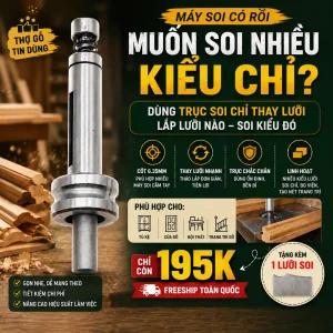 Trục Soi Chỉ Chế Kèm Lưỡi Soi Chỉ Tơ Hình Lục Lăng Thép Gió