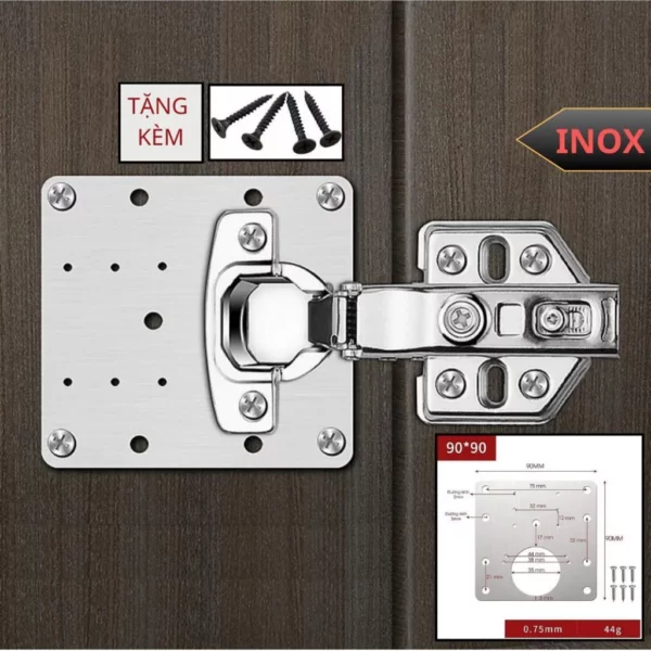 Tấm Vá Sửa Chữa Bản Lề – Miếng Sửa Bản Lề Tủ Gỗ, Tủ Nhựa, Tủ Thép, Tủ Nhôm | Tấm Inox Sửa Bản Lề, Phụ Kiện Sửa Bản Lề Cửa Tủ (Tặng 6 Vít) - Ảnh 2
